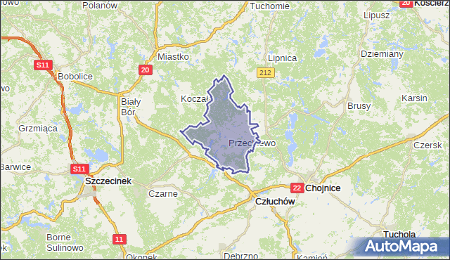 gmina Przechlewo - powiat człuchowski na mapie Targeo