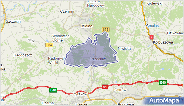 gmina Przecław - powiat mielecki na mapie Targeo