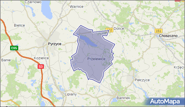 gmina Przelewice - powiat pyrzycki na mapie Targeo