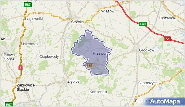 gmina Przeworno - powiat strzeliński na mapie Targeo