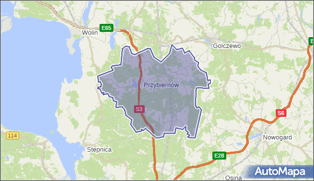 gmina Przybiernów - powiat goleniowski na mapie Targeo