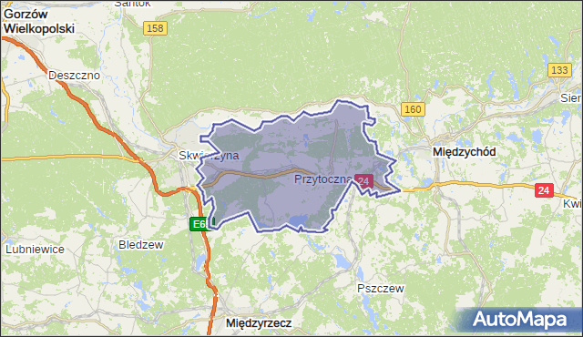 gmina Przytoczna - powiat międzyrzecki na mapie Targeo
