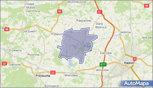 gmina Przytyk - powiat radomski na mapie Targeo