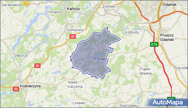 gmina Przywidz - powiat gdański na mapie Targeo