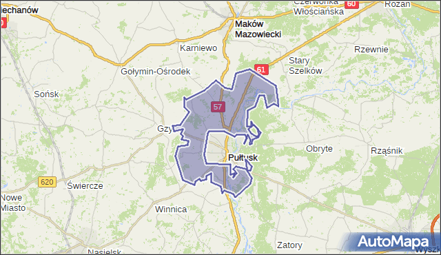 gmina Pułtusk - powiat pułtuski na mapie Targeo