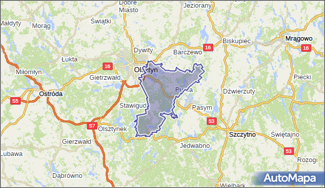 gmina Purda - powiat olsztyński na mapie Targeo