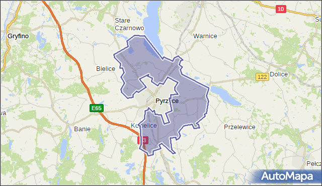 gmina Pyrzyce - powiat pyrzycki na mapie Targeo
