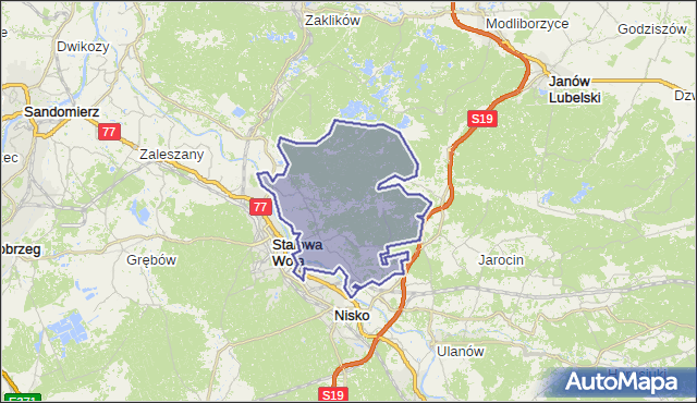 gmina Pysznica - powiat stalowowolski na mapie Targeo