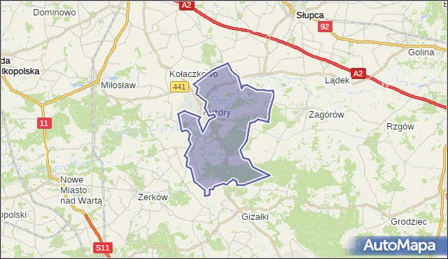 gmina Pyzdry - powiat wrzesiński na mapie Targeo