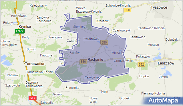 gmina Rachanie - powiat tomaszowski na mapie Targeo