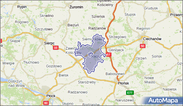 gmina Raciąż - powiat płoński na mapie Targeo