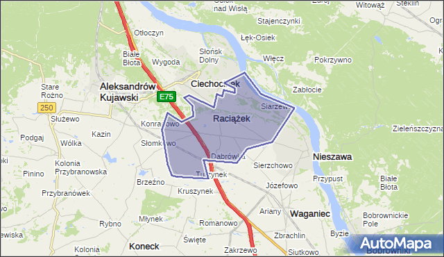 gmina Raciążek - powiat aleksandrowski na mapie Targeo