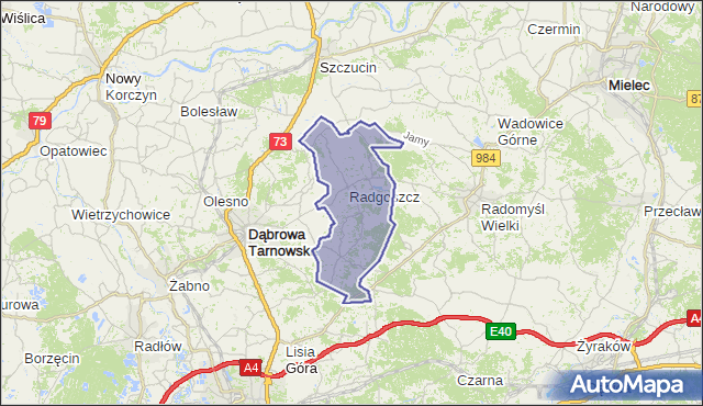 gmina Radgoszcz - powiat dąbrowski na mapie Targeo