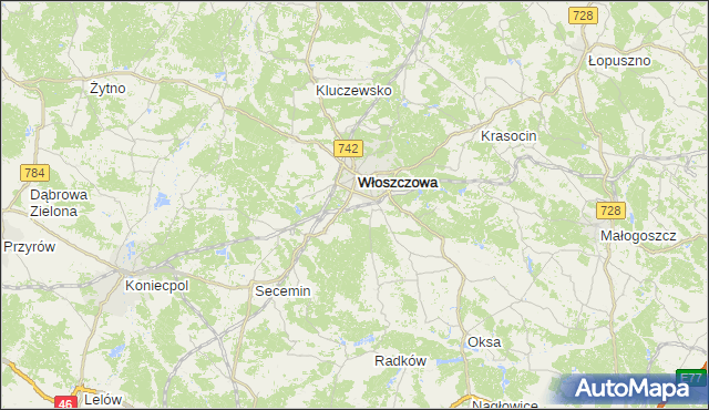gmina Radków - powiat włoszczowski na mapie Targeo