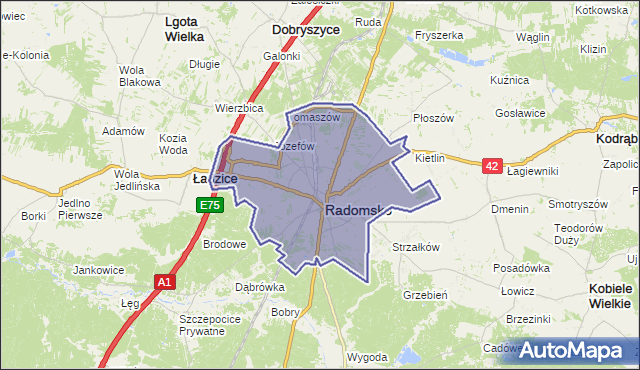 gmina Radomsko - powiat radomszczański na mapie Targeo