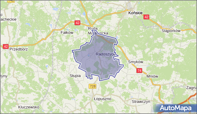 gmina Radoszyce - powiat konecki na mapie Targeo