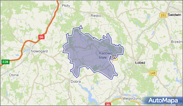 gmina Radowo Małe - powiat łobeski na mapie Targeo