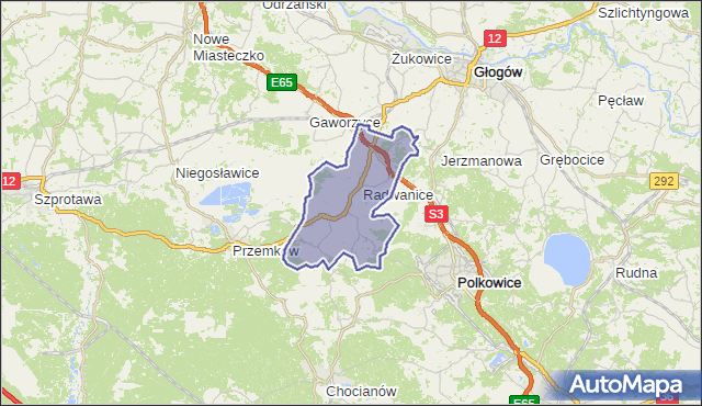 gmina Radwanice - powiat polkowicki na mapie Targeo