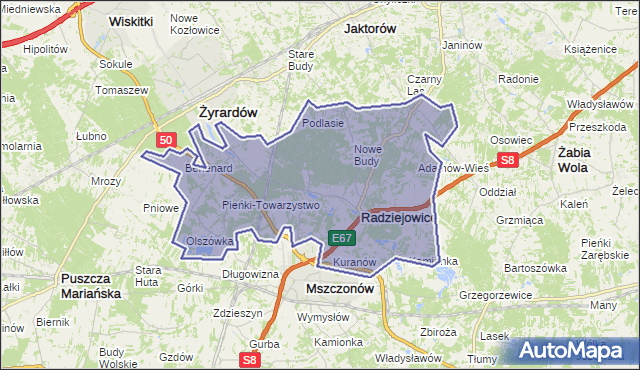 gmina Radziejowice - powiat żyrardowski na mapie Targeo