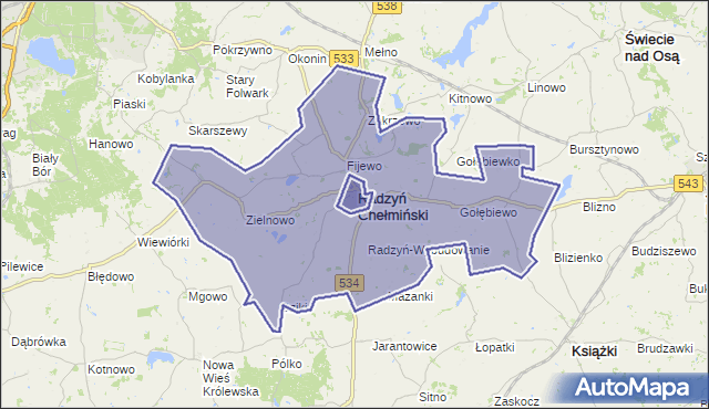 gmina Radzyń Chełmiński - powiat grudziądzki na mapie Targeo