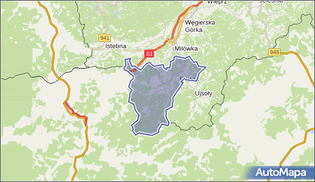 gmina Rajcza - powiat żywiecki na mapie Targeo