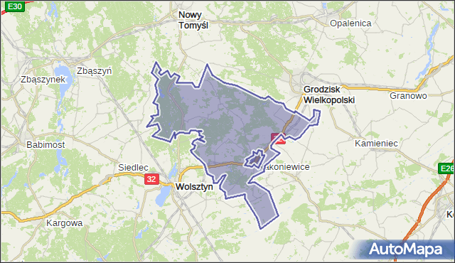 gmina Rakoniewice - powiat grodziski na mapie Targeo