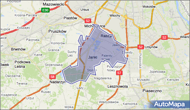 gmina Raszyn - powiat pruszkowski na mapie Targeo