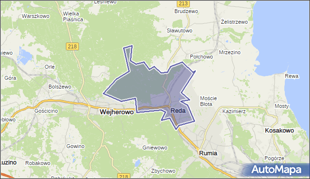gmina Reda - powiat wejherowski na mapie Targeo