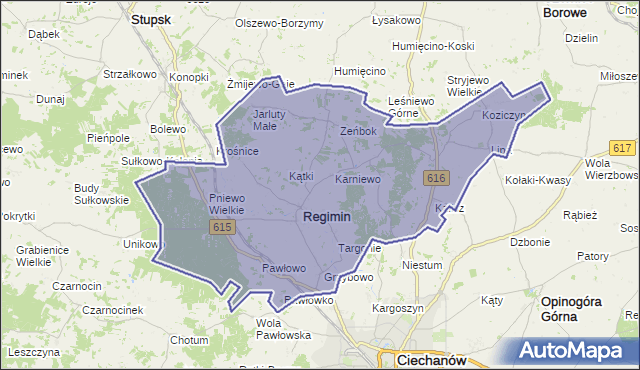 gmina Regimin - powiat ciechanowski na mapie Targeo
