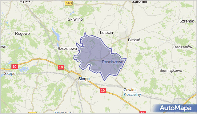 gmina Rościszewo - powiat sierpecki na mapie Targeo