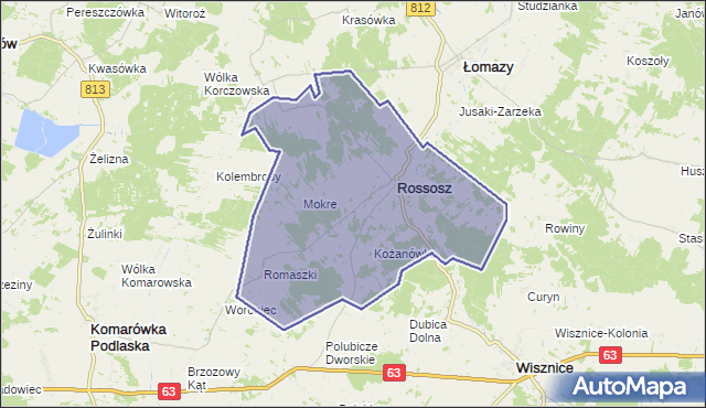 gmina Rossosz - powiat bialski na mapie Targeo