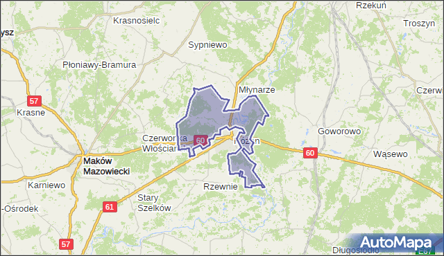 gmina Różan - powiat makowski na mapie Targeo