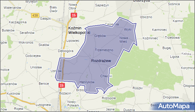 gmina Rozdrażew - powiat krotoszyński na mapie Targeo