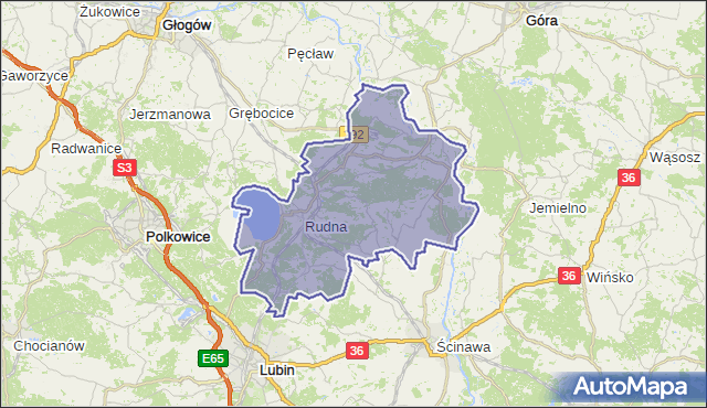 gmina Rudna - powiat lubiński na mapie Targeo