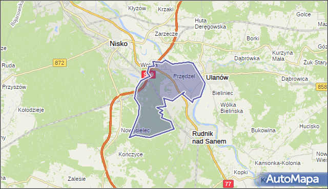 gmina Rudnik nad Sanem - powiat niżański na mapie Targeo