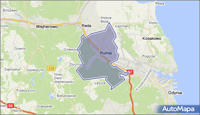 gmina Rumia - powiat wejherowski na mapie Targeo
