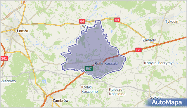 gmina Rutki - powiat zambrowski na mapie Targeo