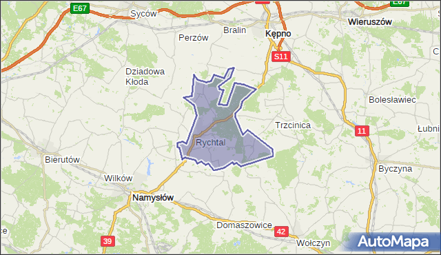 gmina Rychtal - powiat kępiński na mapie Targeo