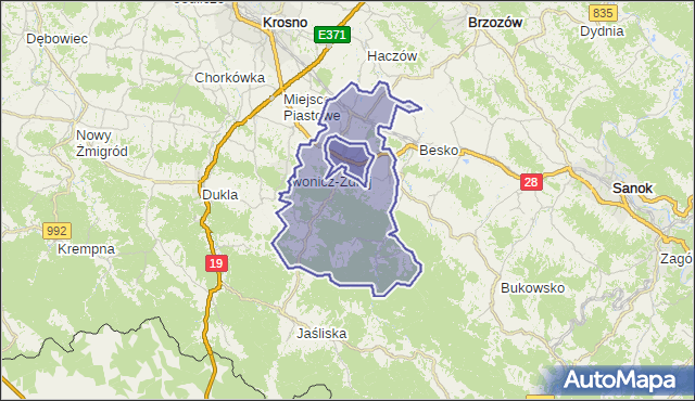 gmina Rymanów - powiat krośnieński na mapie Targeo