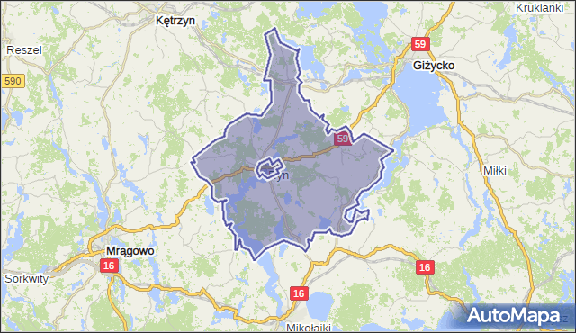 gmina Ryn - powiat giżycki na mapie Targeo