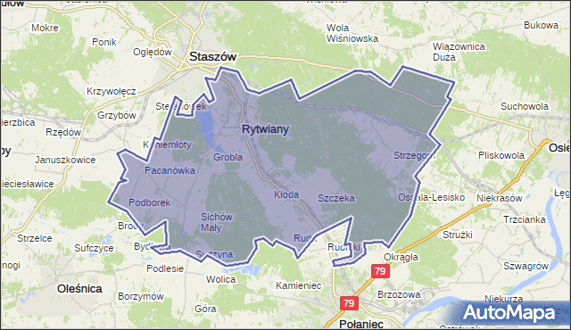 gmina Rytwiany - powiat staszowski na mapie Targeo