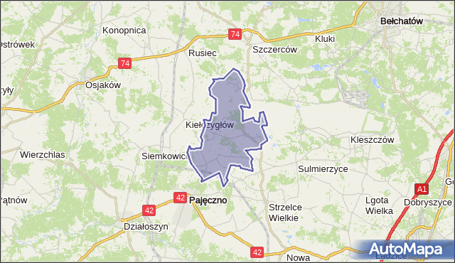 gmina Rząśnia - powiat pajęczański na mapie Targeo