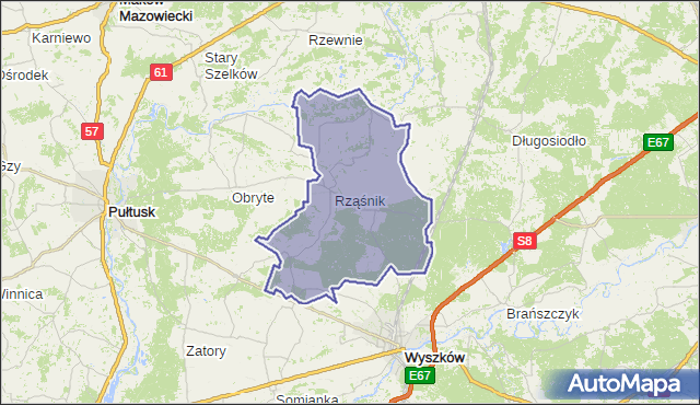 gmina Rząśnik - powiat wyszkowski na mapie Targeo