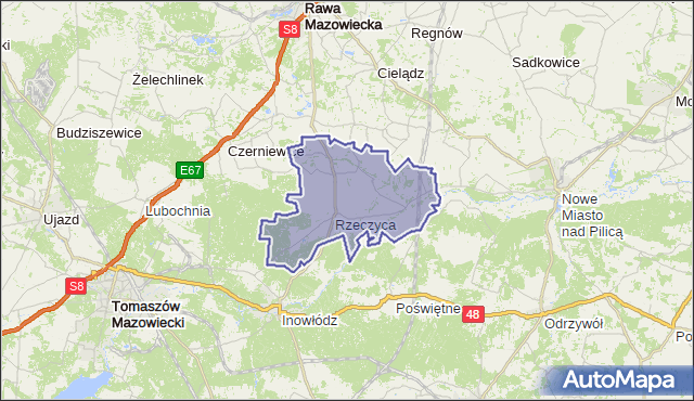 gmina Rzeczyca - powiat tomaszowski na mapie Targeo