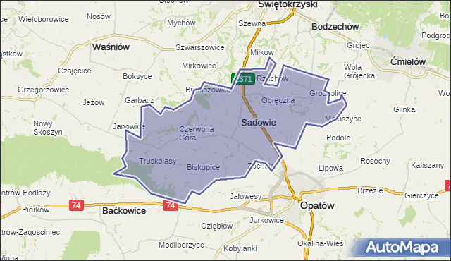 gmina Sadowie - powiat opatowski na mapie Targeo