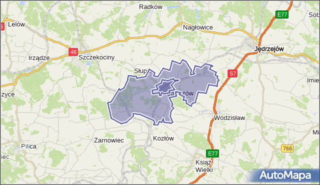 gmina Sędziszów - powiat jędrzejowski na mapie Targeo
