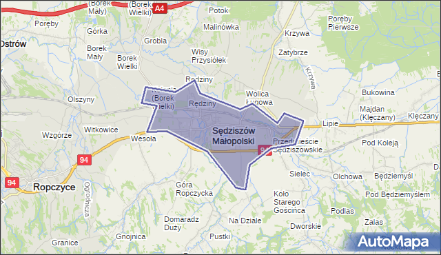gmina Sędziszów Małopolski - powiat ropczycko-sędziszowski na mapie Targeo