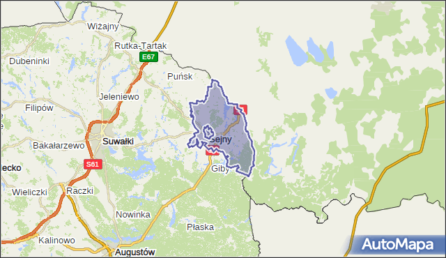 gmina Sejny - powiat sejneński na mapie Targeo