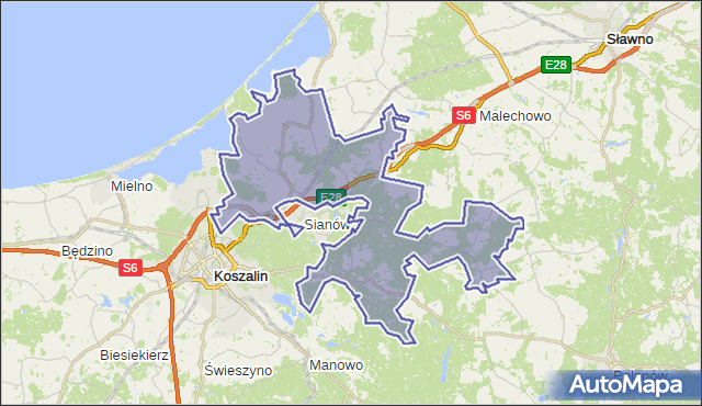 gmina Sianów - powiat koszaliński na mapie Targeo