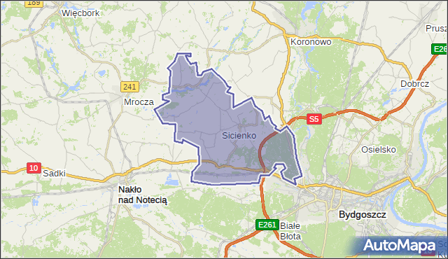 gmina Sicienko - powiat bydgoski na mapie Targeo